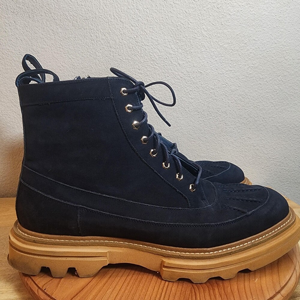 Marc Nolan Odin Boots Mens Size 14 Blue Suede Combat Zip Ankle Lug Sole